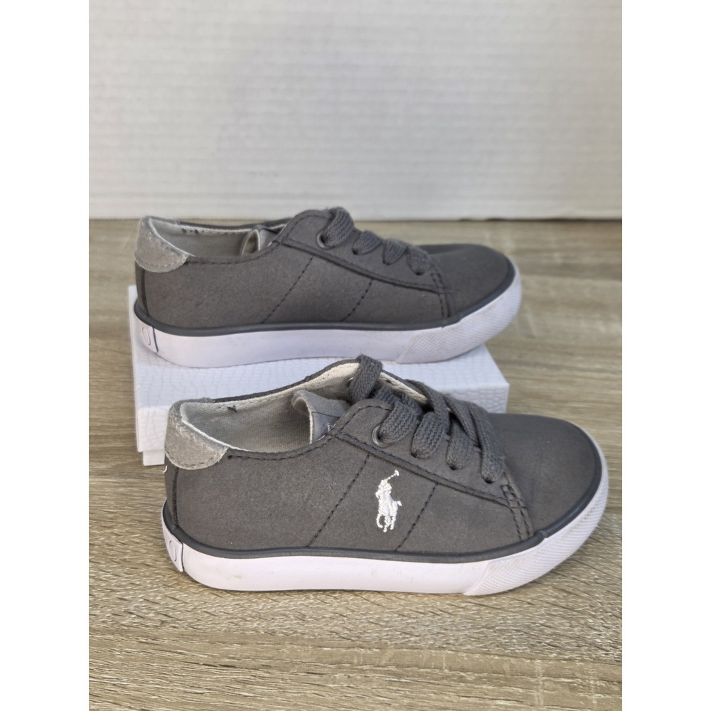 Polo Ralph Lauren Gray Canvas‎ Sneakers Shoes Size 6-gray Shoe For Boys Size 6 - Picture 4 of 11